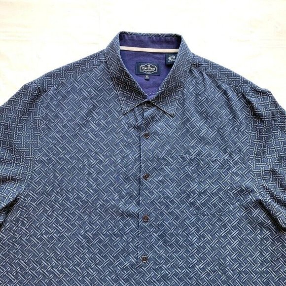 Nat Nast Luxury Originals Shirt Mens XL Silk Blend Geometric Short Sleeve Vented - Picture 4 of 12